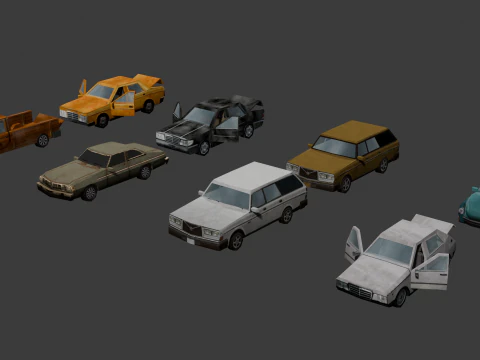 PSX Low-Poly Vehicles Pack 3D Model