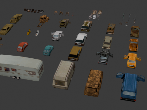 PSX Low-Poly Vehicles Pack 3D Model