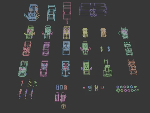 PSX Low-Poly Vehicles Pack 3D Model