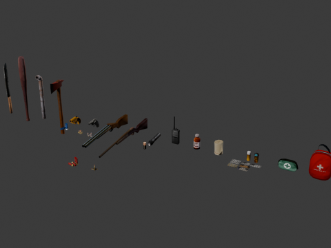 PSX Low-Poly Survival Props Pack 3D Model