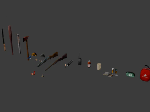 PSX Low-Poly Survival Props Pack 3D Model