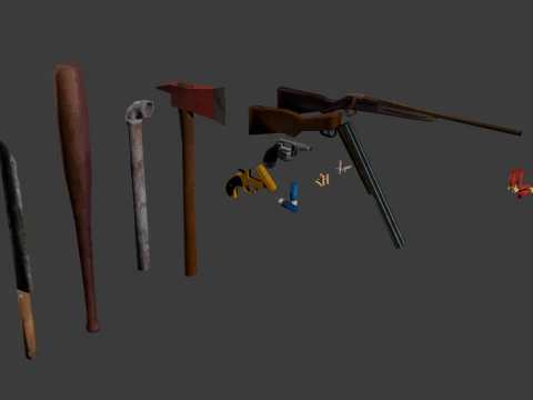 PSX Low-Poly Survival Props Pack 3D Model
