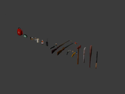 PSX Low-Poly Survival Props Pack 3D Model