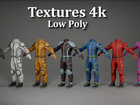 Male Space Suit -Rigged- Low-Poly- 4K PBR 3D Model
