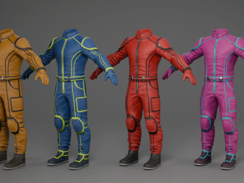 Male Space Suit -Rigged- Low-Poly- 4K PBR 3D Model