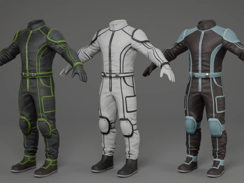 Male Space Suit -Rigged- Low-Poly- 4K PBR 3D Model