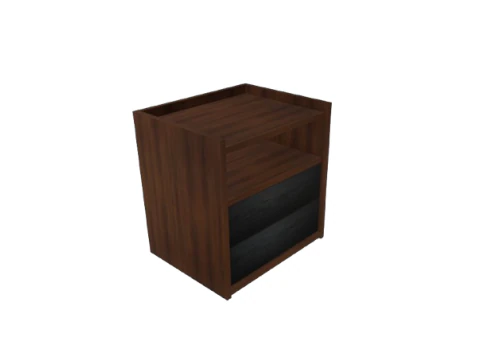 Wooden Nightstand with Drawers and Shelf 3D Model