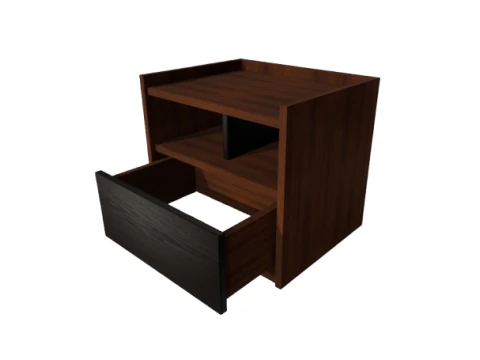 Contemporary Wooden Bedside Table 3D Furniture Model 3D Model