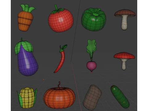 Stylized Vegetables Pack Low Poly 3D 3D Model