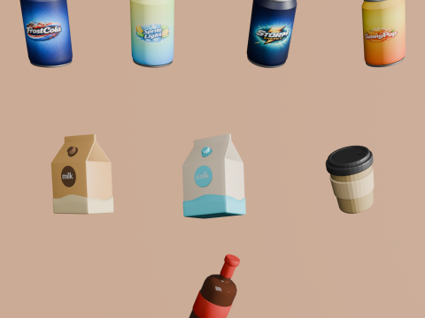 Stylized Drinks Pack low poly game ready Low-poly 3D Model
