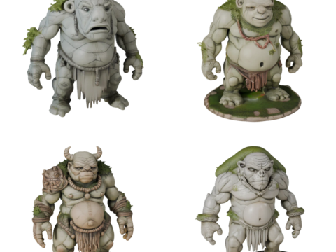 Golem Fantasy Pack 4 Unique s GLB STL 3D Druckmodell