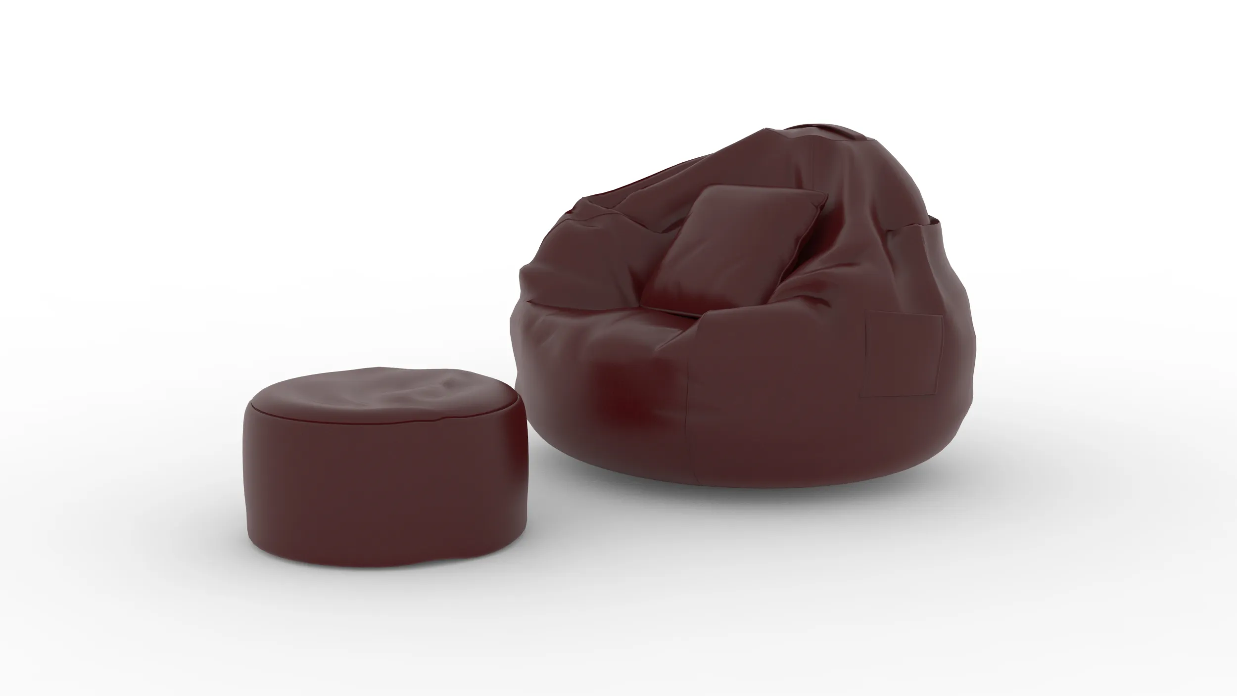 Bean Bag Chair with Footrest 3D Model .c4d .max .obj .3ds .fbx .stl .blend 