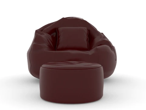 Bean Bag Chair with Footrest 3D Model