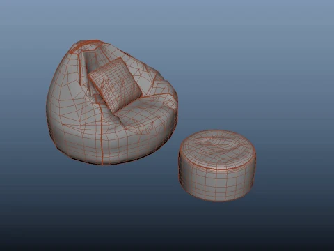 Bean Bag Chair with Footrest 3D Model