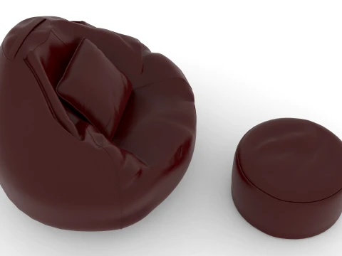 Bean Bag Chair with Footrest 3D Model
