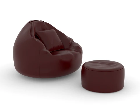 Bean Bag Chair with Footrest 3D Model