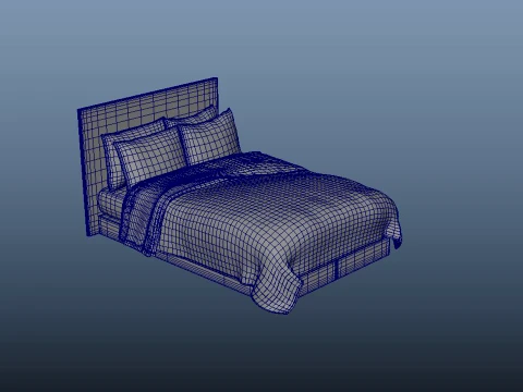 Bed Pillow Mattress Bedsheet 3D Model