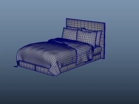 Bed Pillow Mattress Bedsheet 3D Model