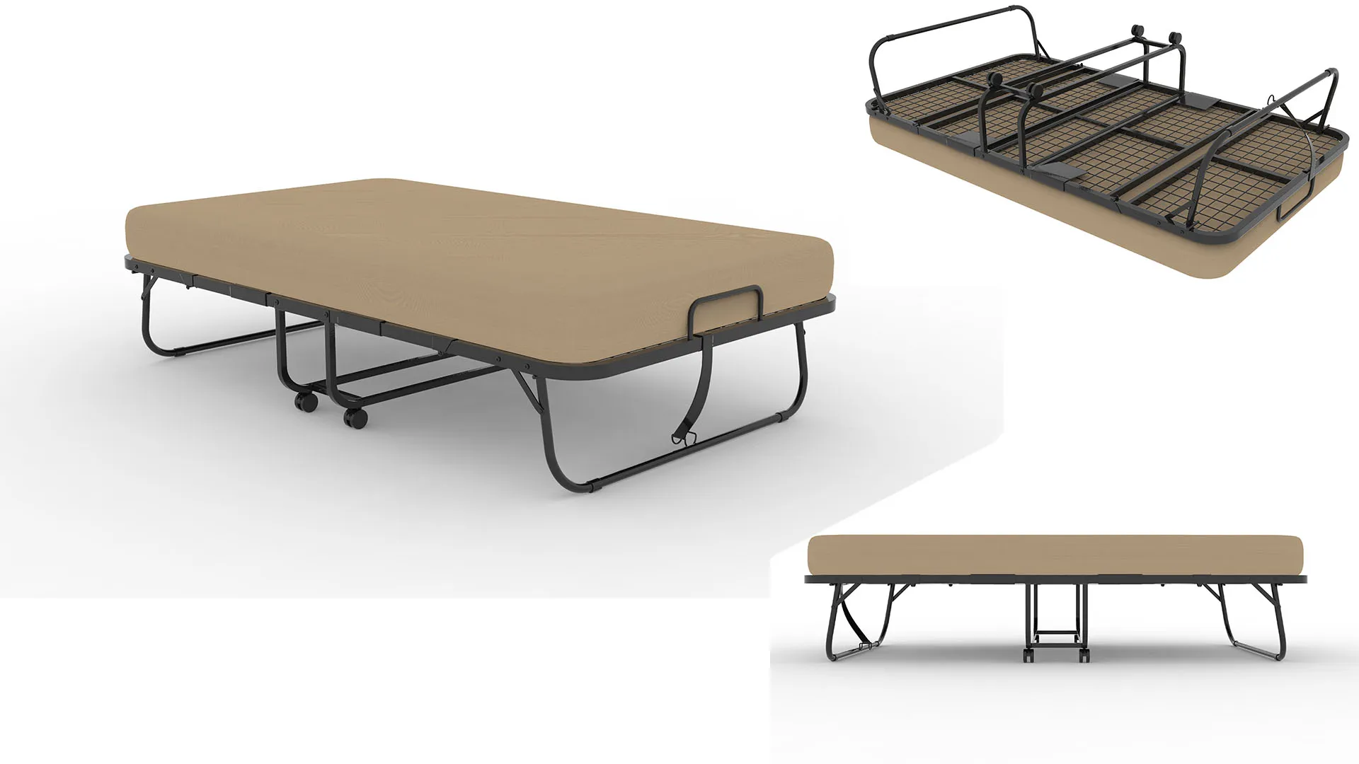 Folding Bed 3D Model .c4d .max .obj .3ds .fbx .stl .blend 