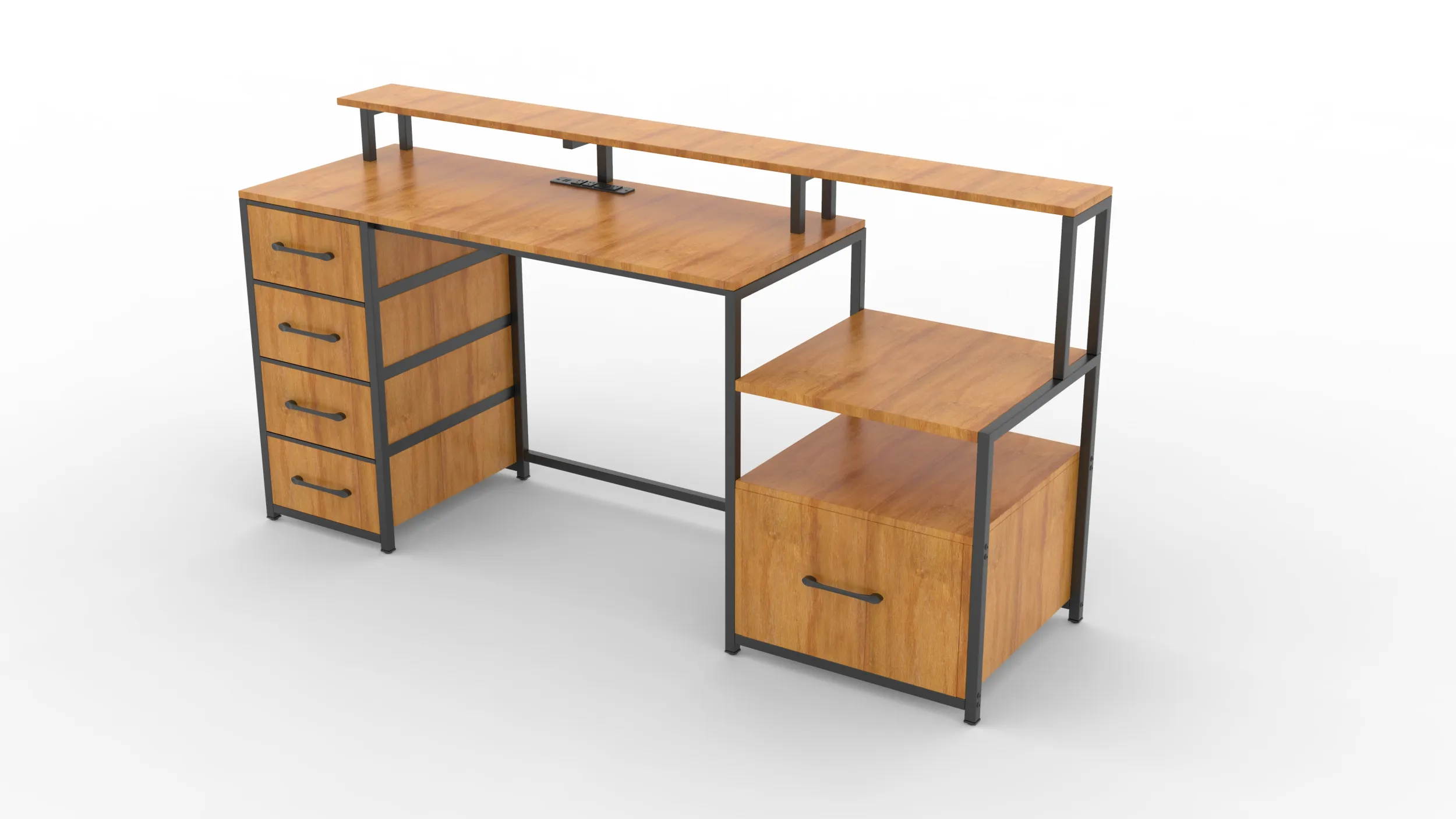 Wood Study Table 3D Model .c4d .max .obj .3ds .fbx .stl .blend 
