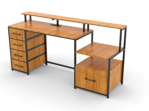 Table d'&eacute;tude en bois Modèle 3D