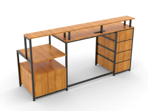 Wood Study Table 3D Model