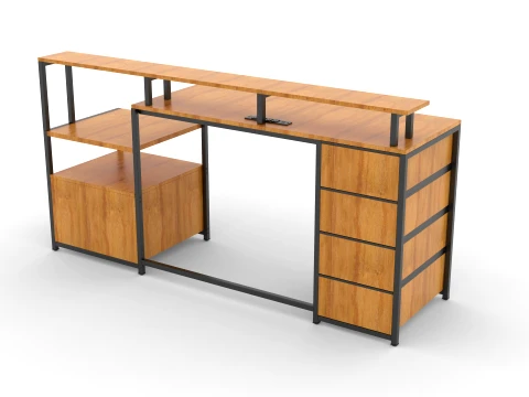 Wood Study Table 3D Model