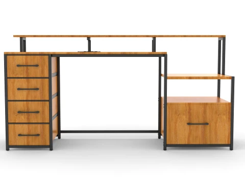 Wood Study Table 3D Model