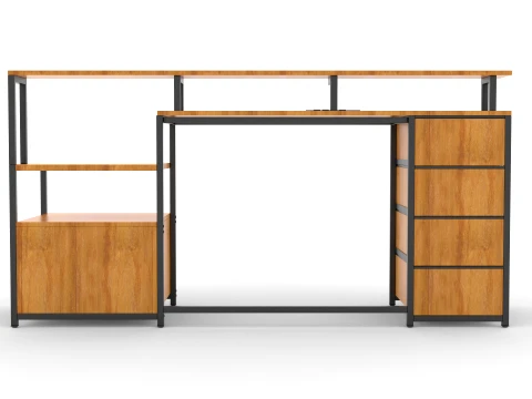 Wood Study Table 3D Model