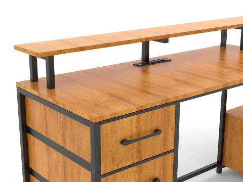 Wood Study Table 3D Model