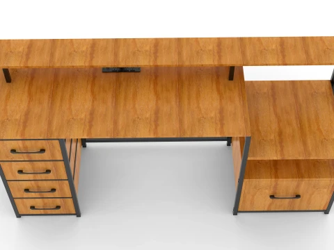 Wood Study Table 3D Model