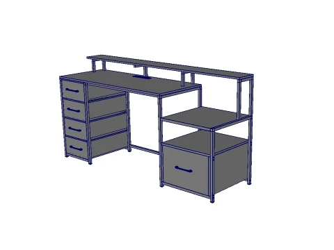 Wood Study Table 3D Model