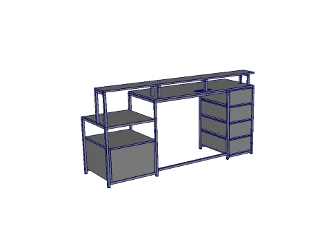 Wood Study Table 3D Model