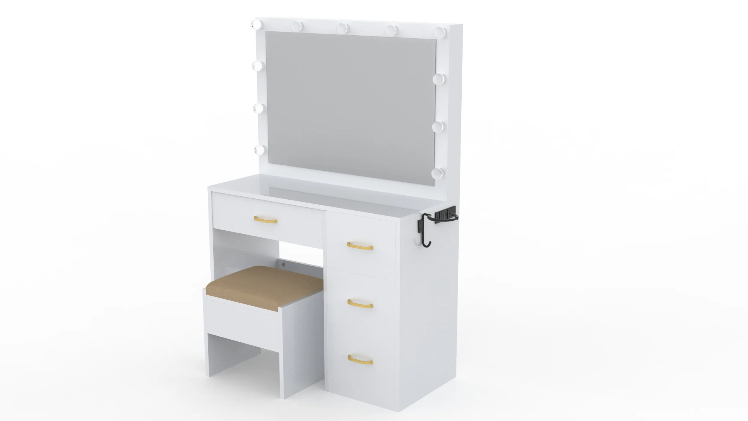 Dressing Table with Mirror 3D Model .c4d .max .obj .3ds .fbx .stl .blend 