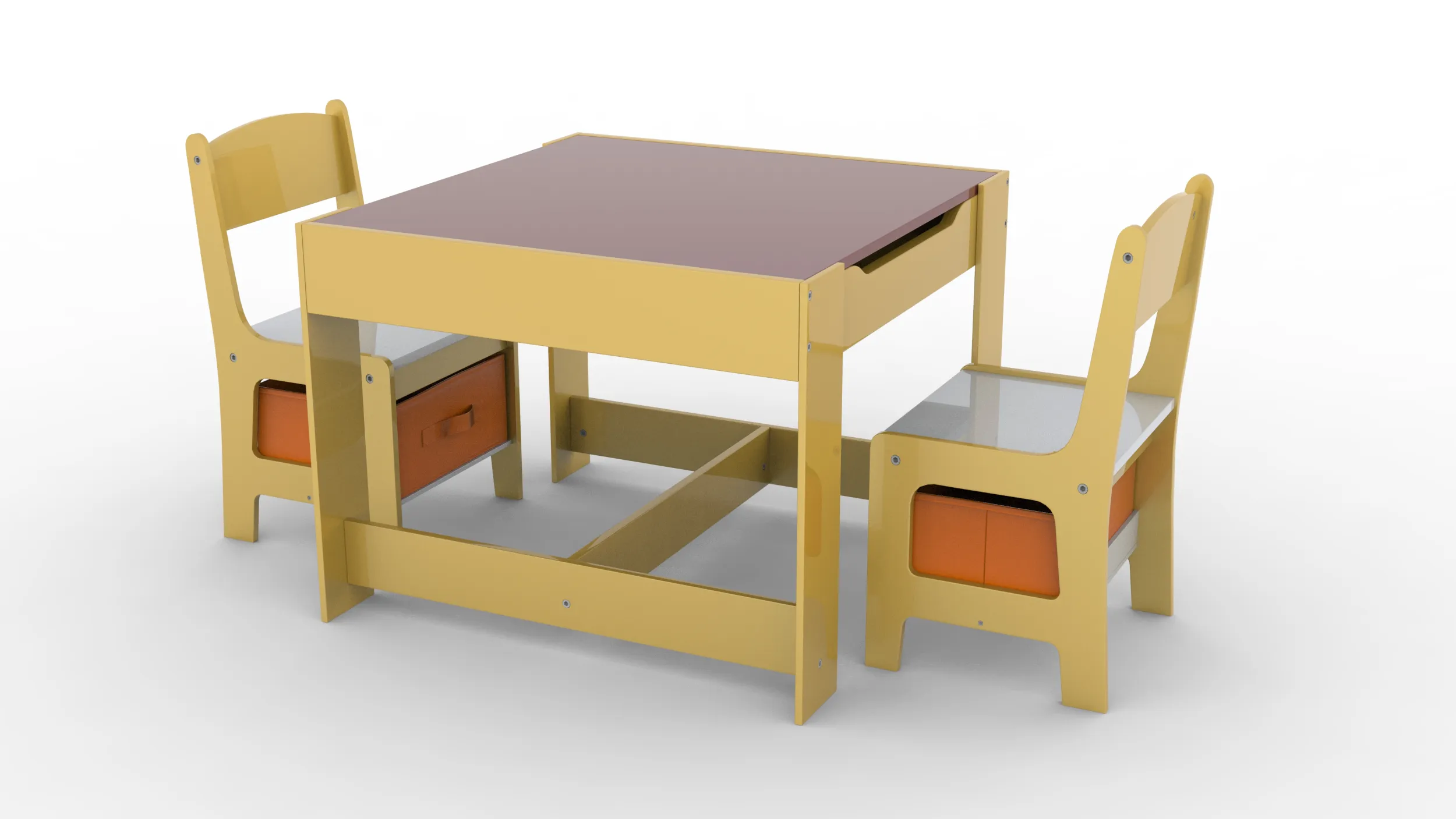 Kids Wood Table 3D Model .c4d .max .obj .3ds .fbx .stl .blend 