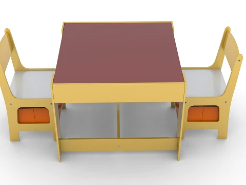 Kids Wood Table 3D Model