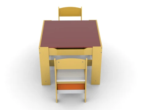 Kids Wood Table 3D Model