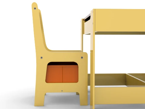 Kids Wood Table 3D Model