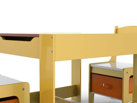 Kids Wood Table 3D Model