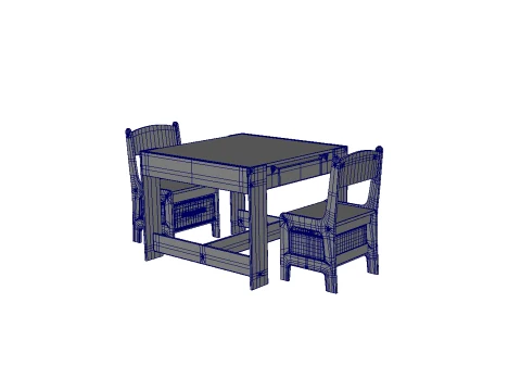 Kids Wood Table 3D Model