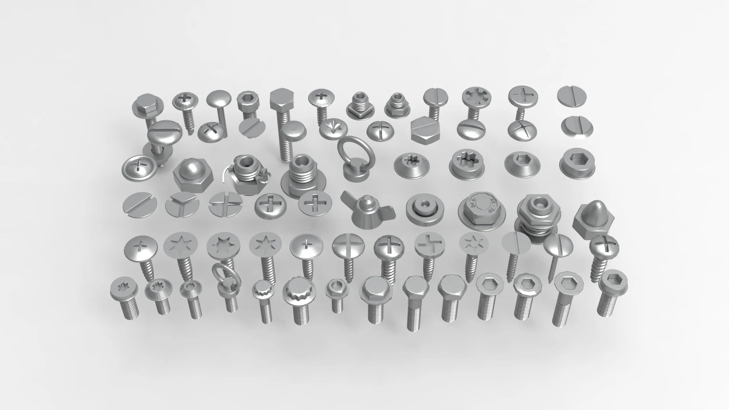 Screw Library 3D Model .c4d .max .obj .3ds .fbx .stl .blend