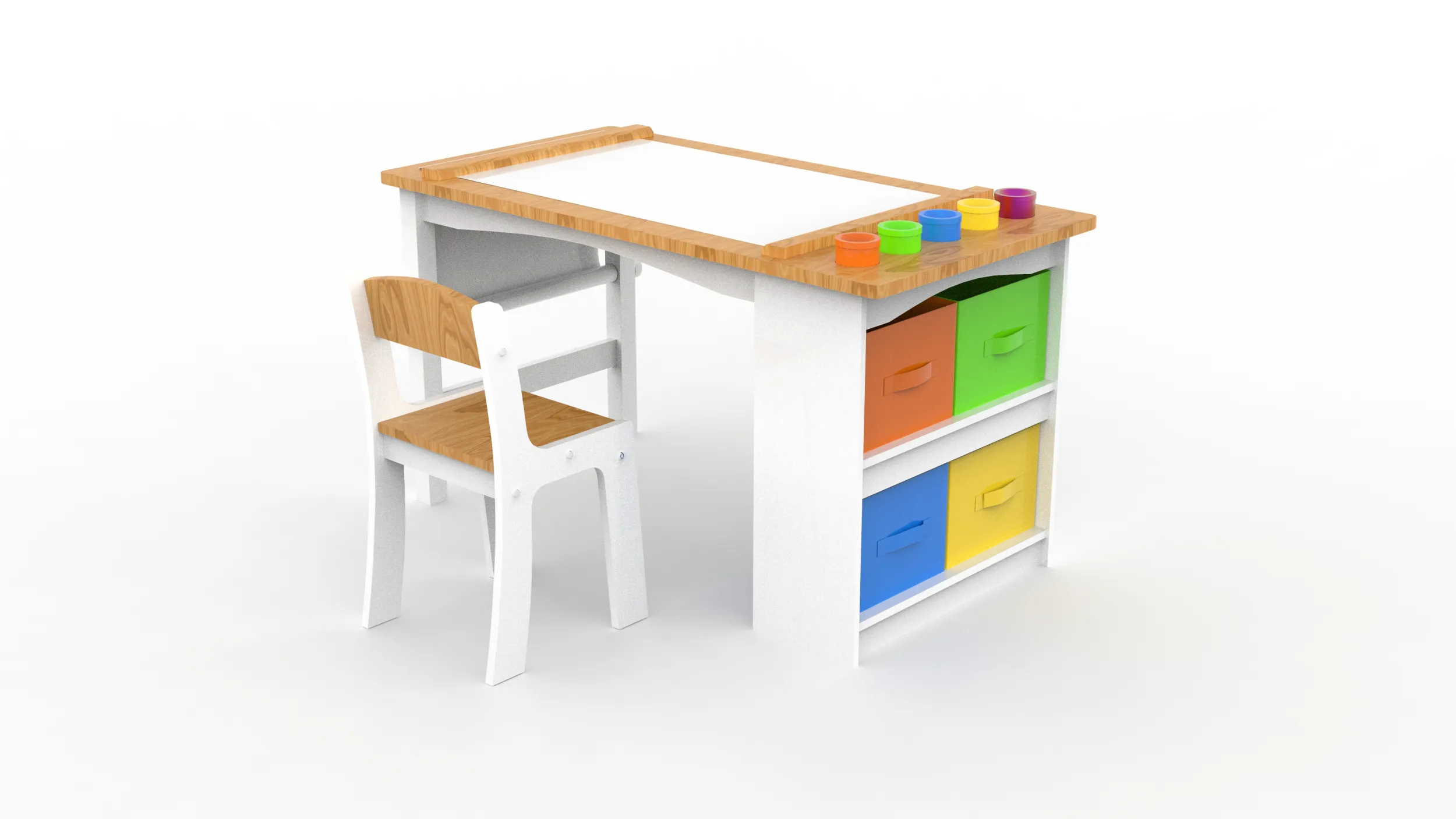 Wooden Kids Art Table 3D Model .c4d .max .obj .3ds .fbx .stl .blend