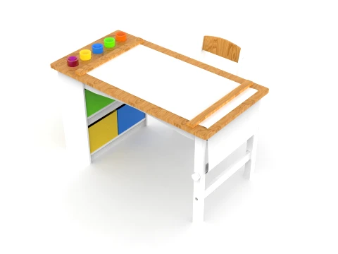 Wooden Kids Art Table 3D Model