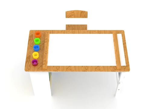 Wooden Kids Art Table 3D Model