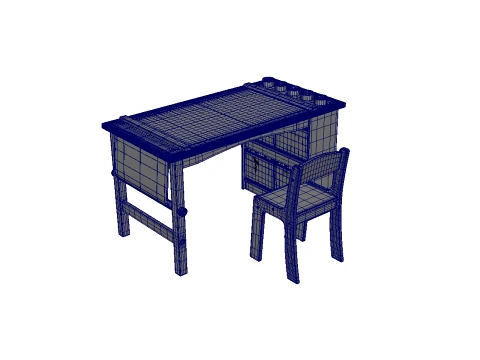 Wooden Kids Art Table 3D Model