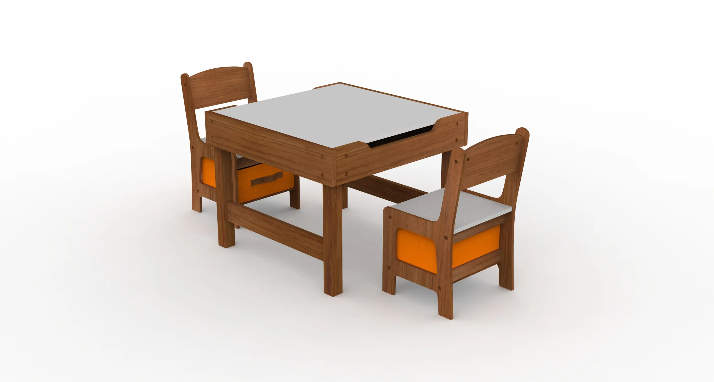 Kids Table and Chairs 3D Model .c4d .max .obj .3ds .fbx .stl .blend 