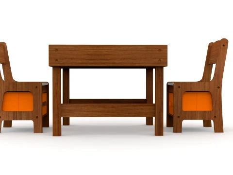 Kids Table and Chairs 3D Model