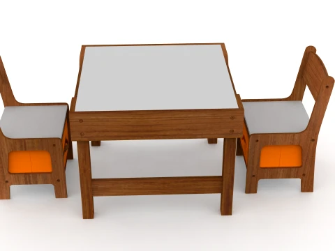 Kids Table and Chairs 3D Model