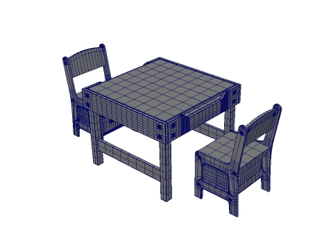 Kids Table and Chairs 3D Model