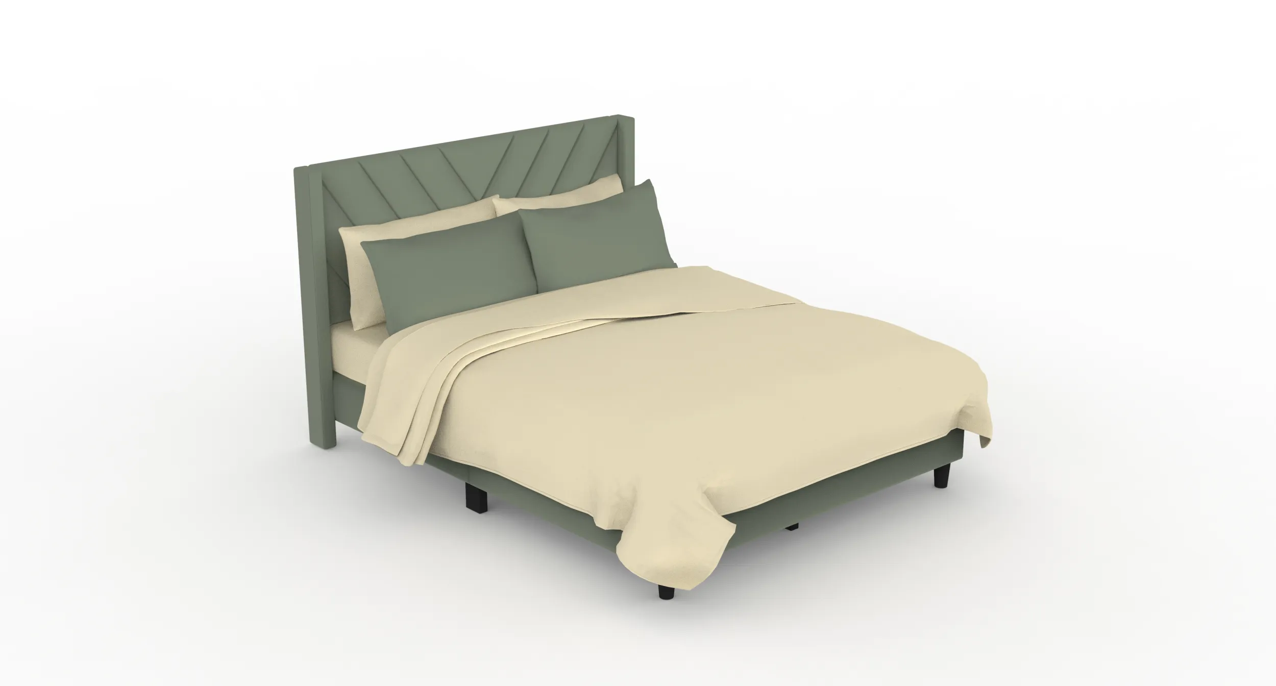 Bed Pillow Mattress Bedsheet 3D Model .c4d .max .obj .3ds .fbx .stl .blend